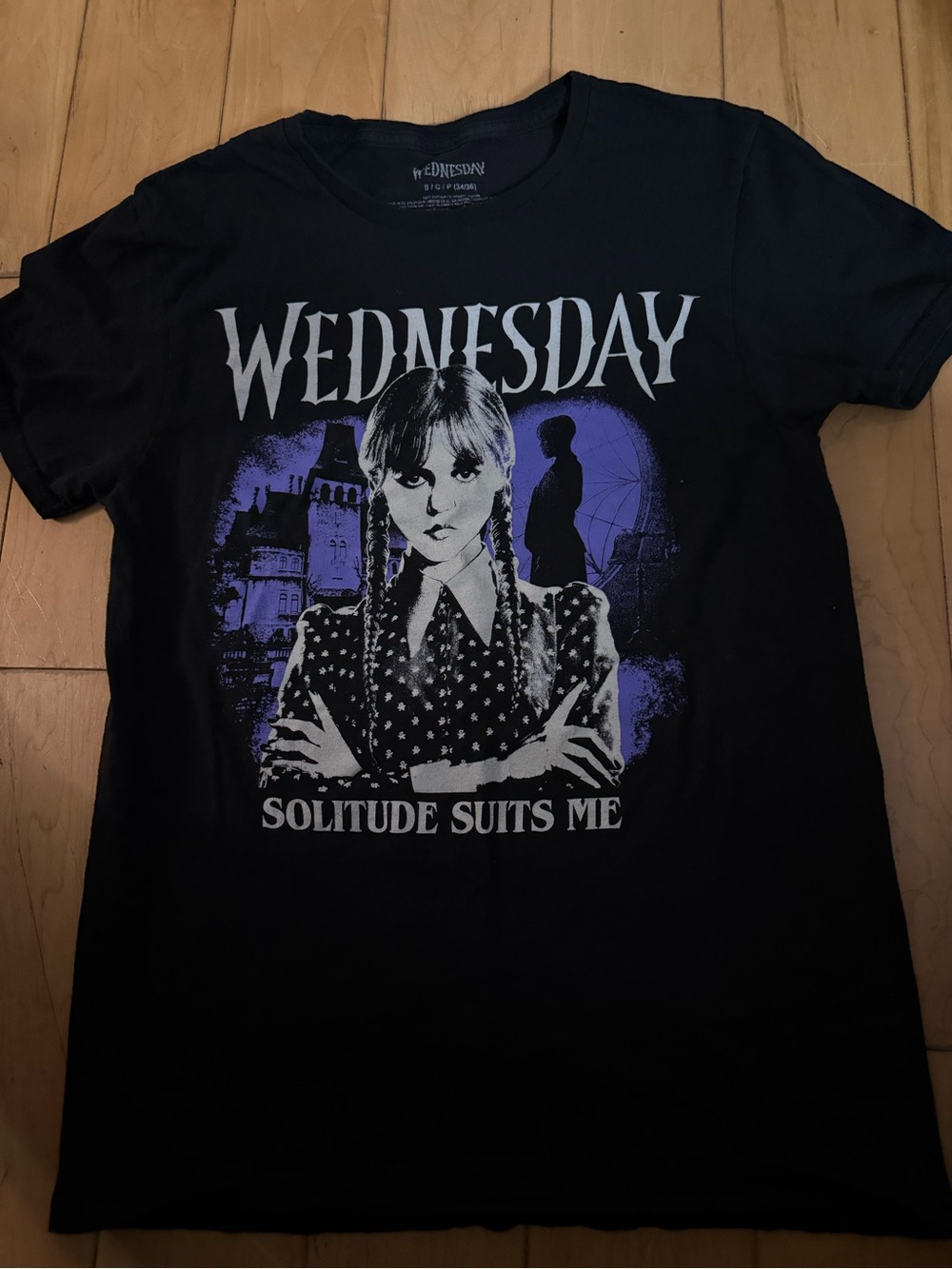 Wednesday Graphic Black Short Sleeve Tee - Solitude Suits Me